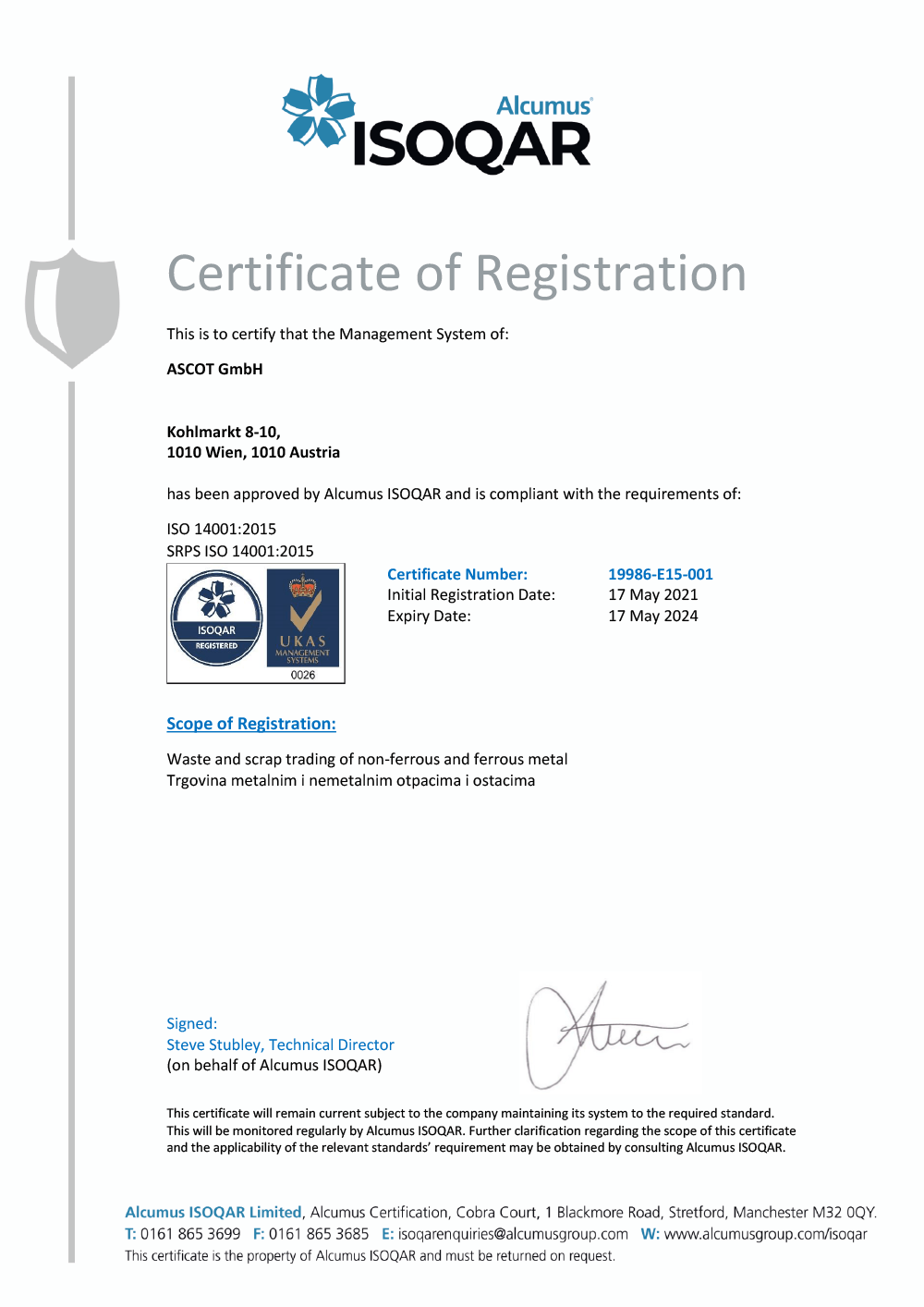 19986 E15 initial cert