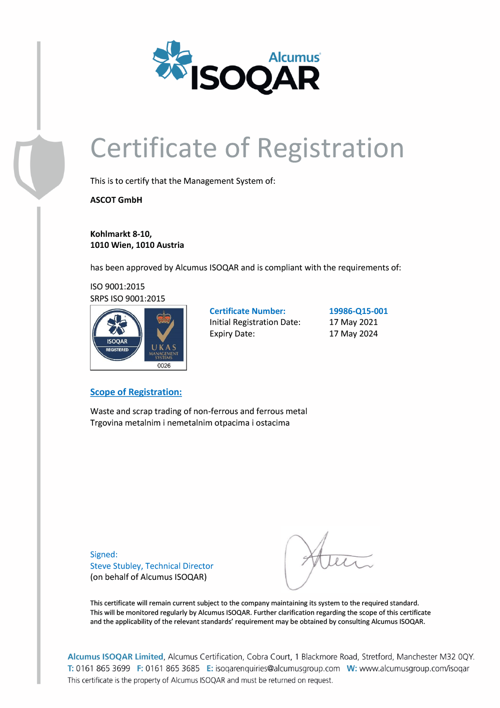 19986 Q15 initial cert